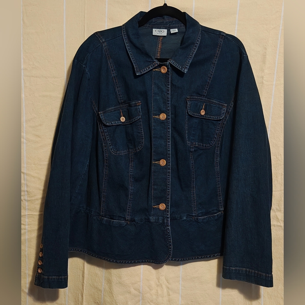Cato Denim Peplum Jacket Dark Wash Denim Sz 18/20